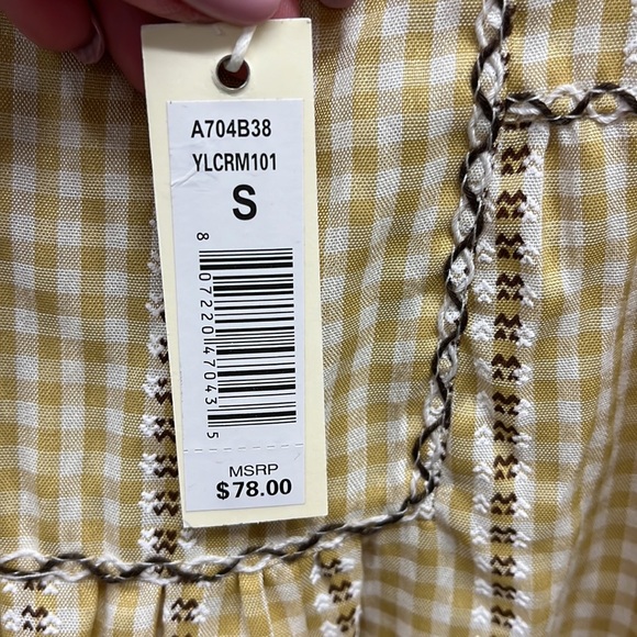 Max Studio Yellow Gingham Sleeveless Babydoll Top S - Picture 4 of 6